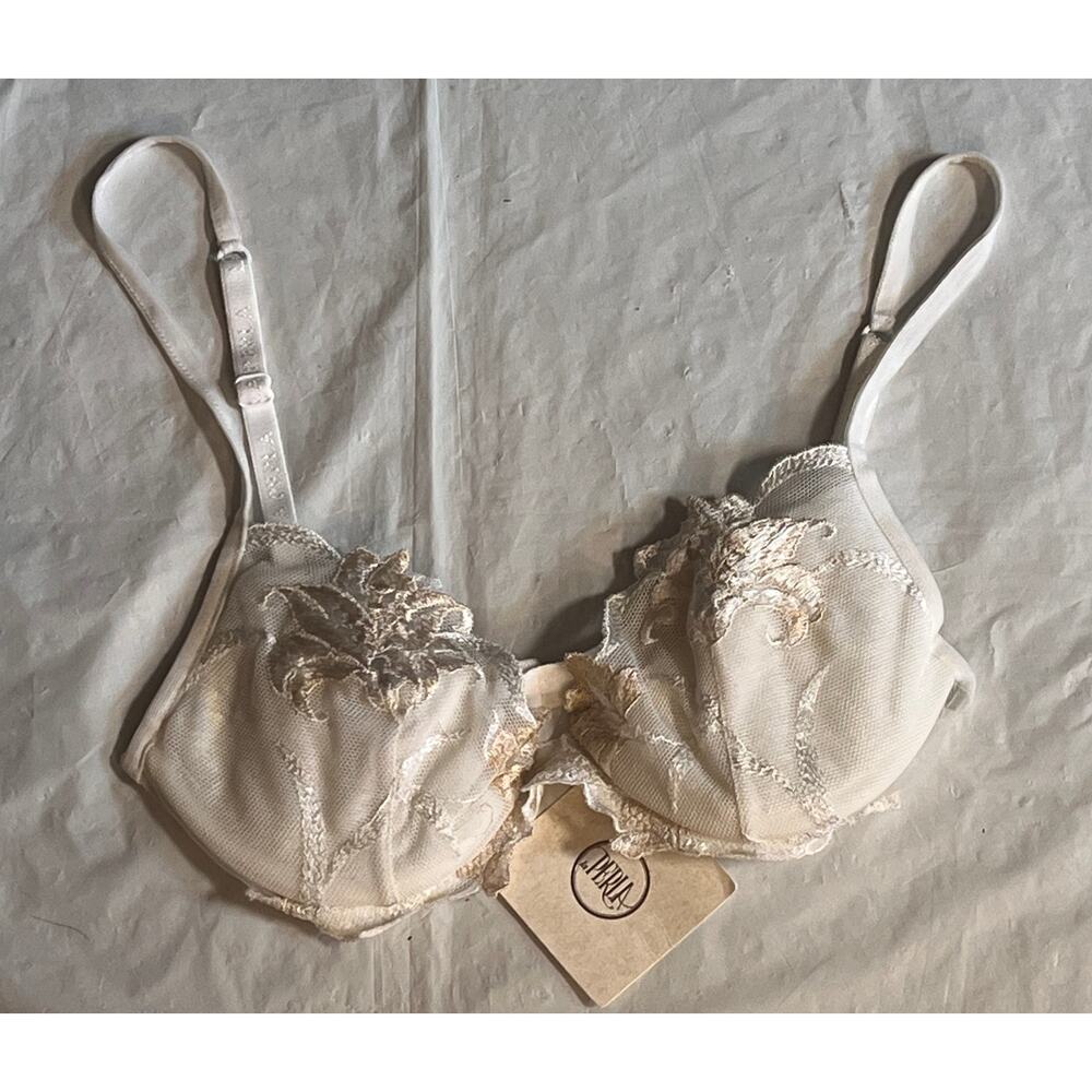 Vintage La Perla Ivory Floral Lace Luxury Italian Underwire Bra Size: 34B NWT - Picture 13 of 13